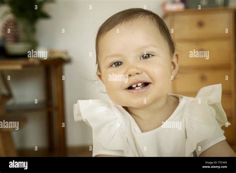 Cute Little Baby Girl Smiling Stock Photo Alamy