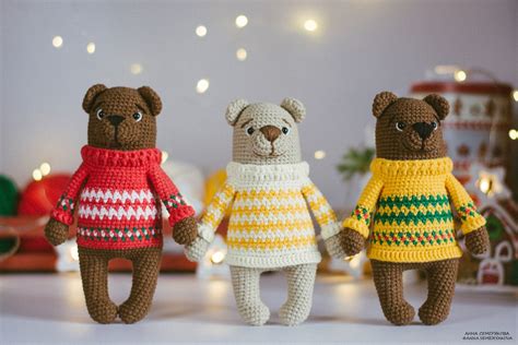 Teddy Bear In A Sweater Crochet Bear Toy Etsy