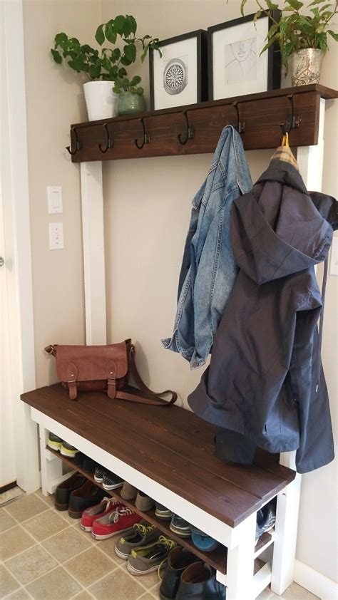 Entry Way Shoeshelf Coat Rack Bench Diy With Some 2x4 And Cedar Fence