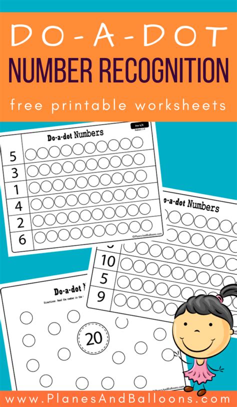 Dot Marker Number Recognition Worksheets Planes And Balloons Lets