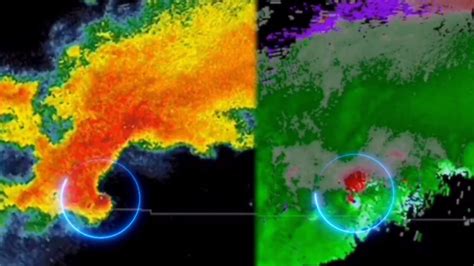 Both the velocity and spectral velocity differences occur if a tornado is located closer. Radar & Velocity scans from today's Ft. Polk, Louisiana ...