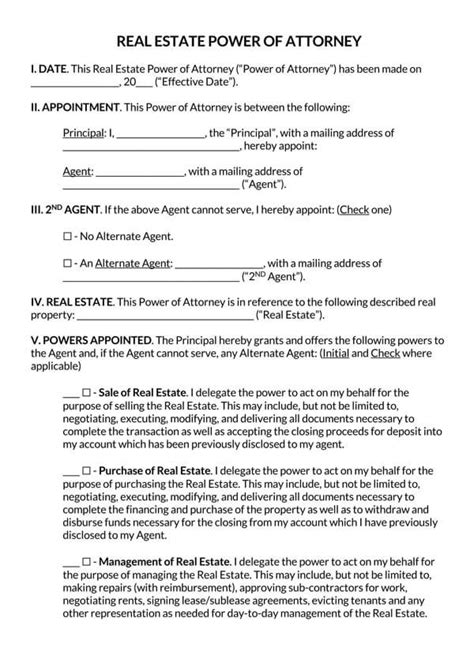 40 Free Real Estate Power Of Attorney Forms Word Pdf