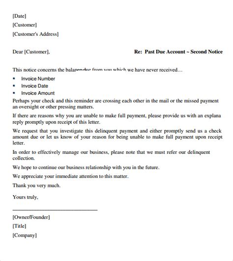 Past Due Letter 7 Download Documents In Pdf Sample Templates