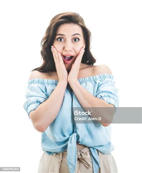Surprised Face Of Woman Stare To Camera Isolated On White Background Surprise Expression Face