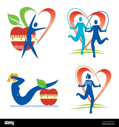 Fitness Healthy Lifestyle Icons Set Of Colorful Sport Symbolsvector