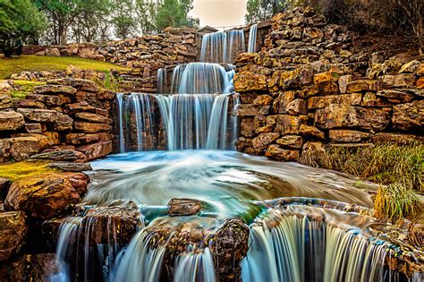 Triple Waterfall At Lucy Park In Wichita Falls Texas