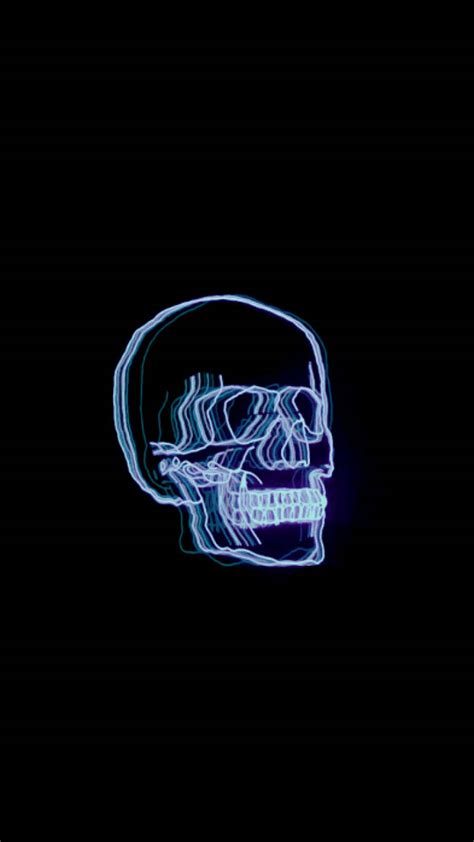 Download Skull Neon Aesthetic Dark Blue Hd Wallpaper