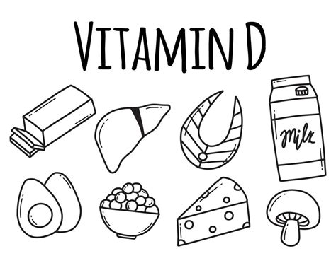 Vitamin D Set Of Foods Containing Vitamin D Food Rich In Vitamin D Vector Illustration