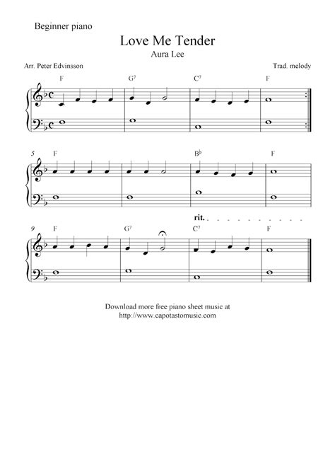 Free Printable Piano Sheet Music For Beginners