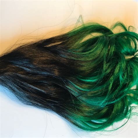 Black And Green Ombré Clip In Human Hair Extensions Human Hair