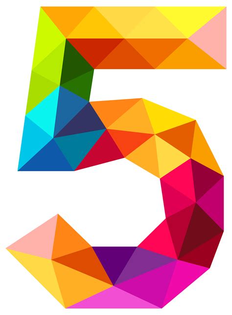 Colourful Triangles Number Five Png Clipart Image Gallery