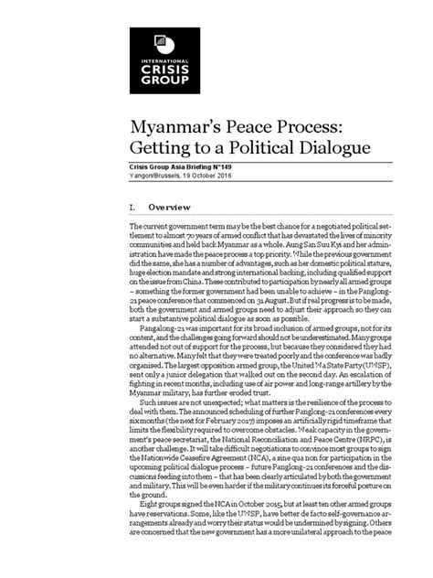 Getting To A Political Dialogue Pdf Myanmar International Relations