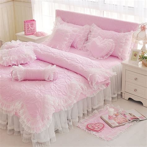 Sophisticated Elegant Blush Pink And White Quilted Flower Gathered Ruffle Scalloped Girls Cotton