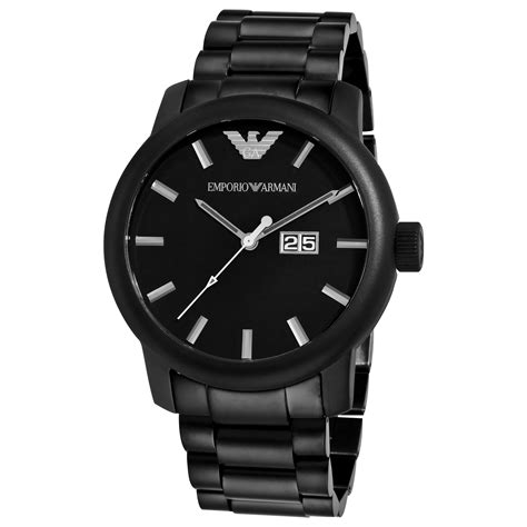 Emporio Armani Mens Classic Matte Black Stainless Steel Watch