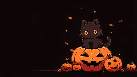 Halloween Black Cat On Pumpkin Hd Wallpaper By Laxmonaut