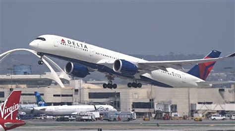 Beautiful Delta Airlines Airbus A350 900 N503dn Takeoff From Los