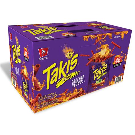 Takis Fuego Hot Chili Peppe And Lime Tortilla Chips Value Pack 46 X