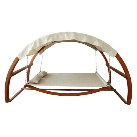 Leisure Season Double Swing Bed With Canopy