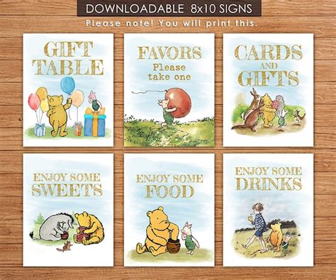 Instant Download 8x10 Classic Winnie The Pooh Party Poster Decoration
