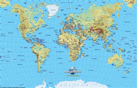 Map Of World Physical Small Version General Map Region Of The