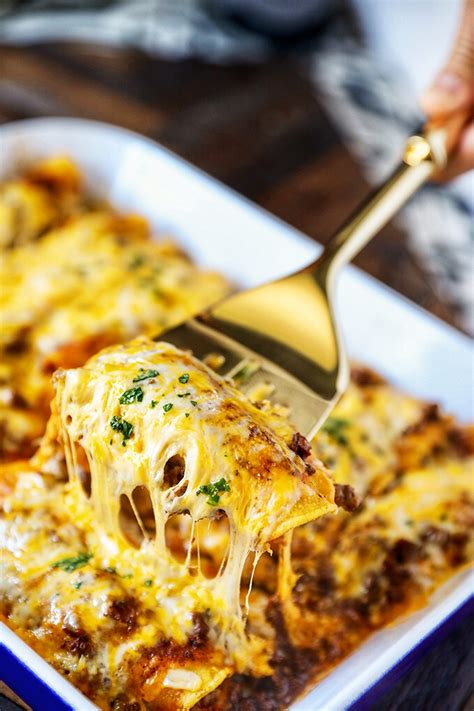 It mixes the classic flavors of ground beef, onion, and garlic, with oregano and two rich cheeses: Beef Enchiladas Recipe - No. 2 Pencil