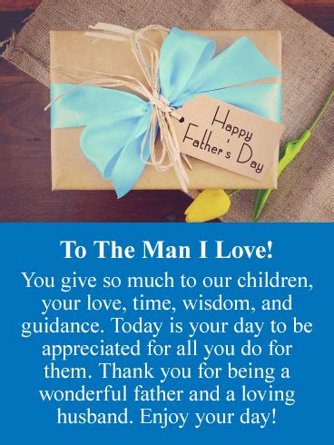 Father's day messages are available at website 143 greetings. Today is your husband's big day, so only the best Father's ...