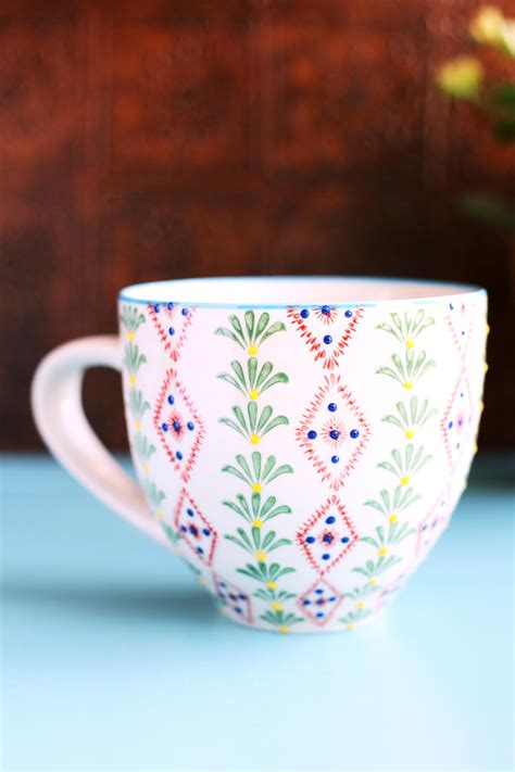 Hand Painted Floral Ceramic Mug Earthboundtrading Hand Painted Mugs