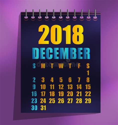 Ejemplo Del Vector De La Plantilla De 2018 Calendarios Ilustración Del