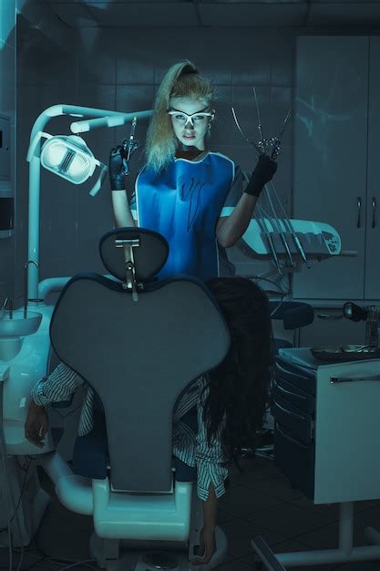 Premium Photo Horror Scene In Dentist Office Crazy Evil
