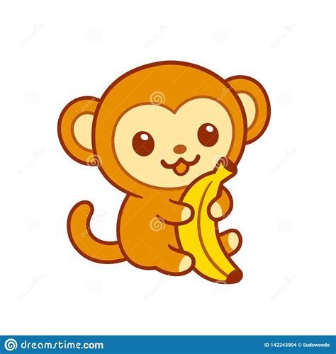 Erase guide lines as necessary. Cute Monkey With Banana Cartoon Vector | CartoonDealer.com #9511597