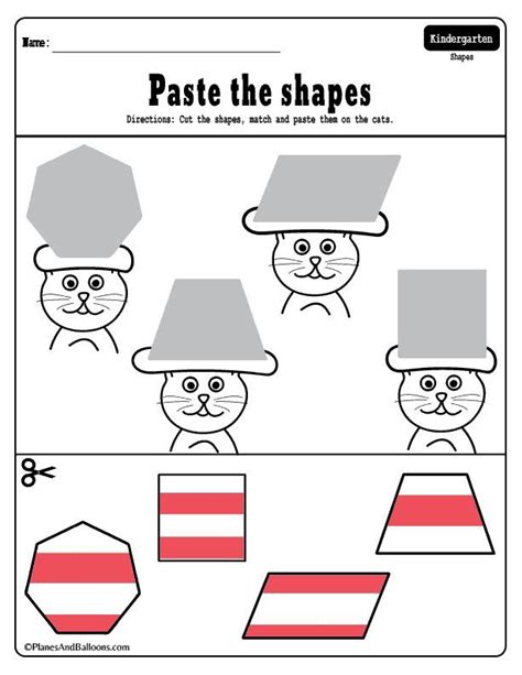 cats  funny hats dr seuss inspired shapes matching worksheets dr seuss preschool