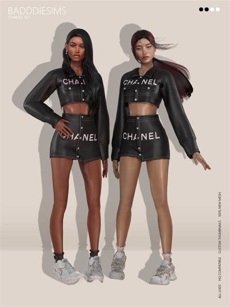 Chanel Set Badddiesims Sims 4 Clothing Sims 4 Teen Sims 4 Mods
