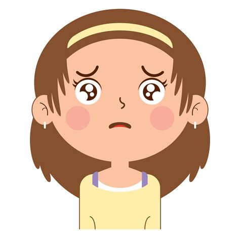 Girl Sad Face Cartoon Cute PNG