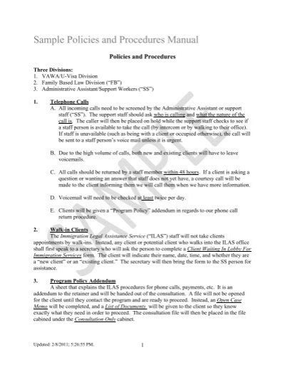 Sample Policies And Procedures Manual