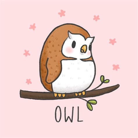 Premium Vector Cute Owl Cartoon Hand Drawn Style
