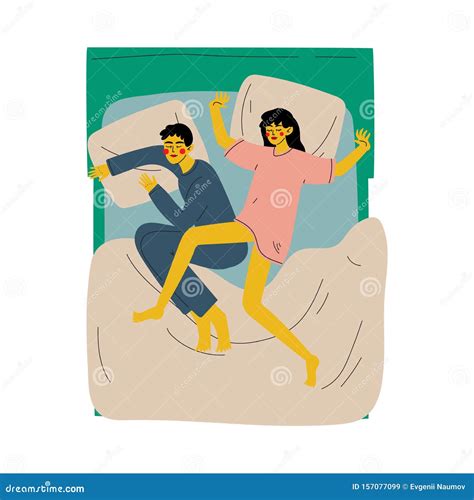 Couple Sleeping In Bed Husband And Wife Slumbering At Nigh View From