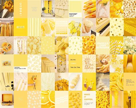 Photo Wall Collage Kit Yellow Summer Aesthetic Set Of 60 Etsy Uk