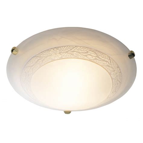Decorative Traditional Flush Ceiling Light With Marble Effect Glass