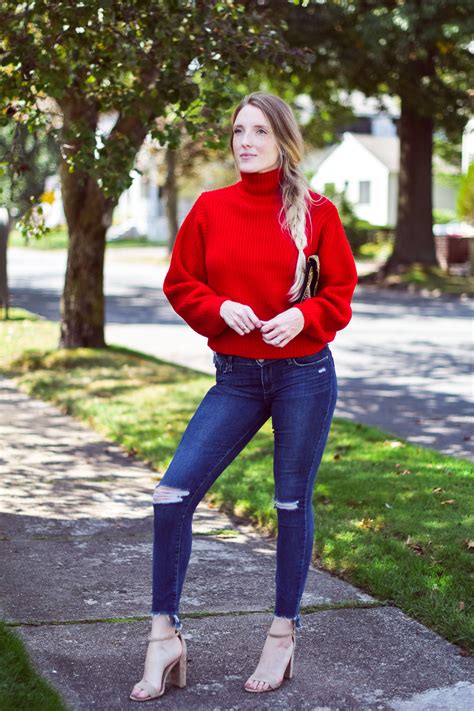 Chunky Red Sweater In Cashmere Blend One Brass Fox