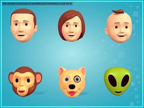 Heads Emoji Pack 3d Model