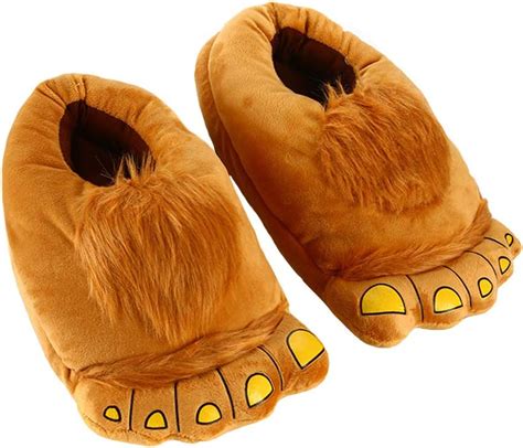 Mens Bigfoot Furry Monster Novelty Slippers Comfortable Warm Hobbit