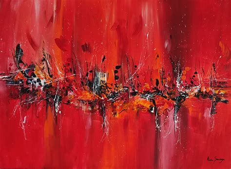 Peinture Abstraite En Rouge Et Noir De Style Moderne Et Peint à La Main