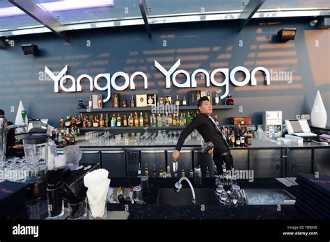 The Beautiful Yangon Yangon Sky Bar In Yangons City Center Stock