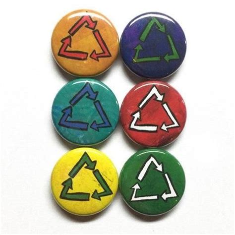 Recycling Magnets Or Pins Buttons Pinback Recycling Modern Wall
