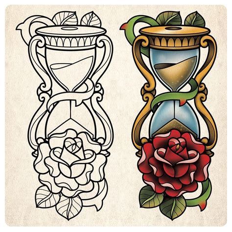 The Line Work For This Hourglass Design Is From My Tattoo Line Art