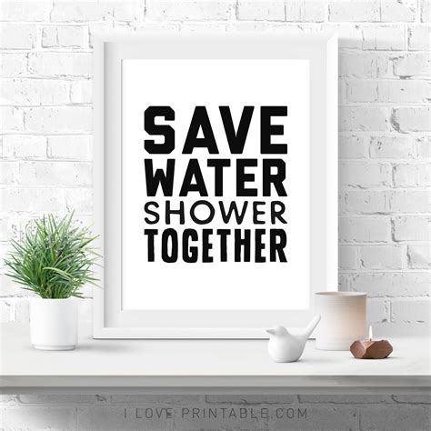 Save Water Shower Together Funny Quotes Bathroom Wall Art Etsy