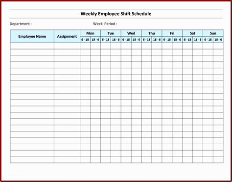 Monthly Employee Schedule Template Free Of Blank Schedule Template 6