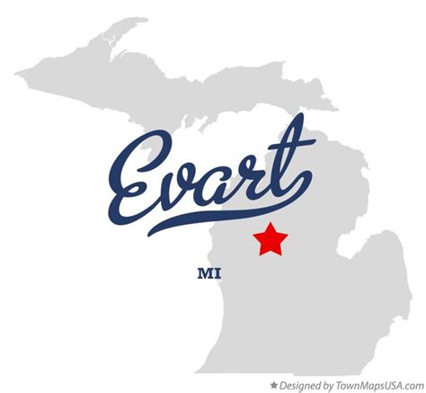 Map Of Evart Mi Michigan