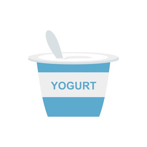 Flat Vector Illustration Yoghurt Cream Icon Colored Yogurt Cup With A
