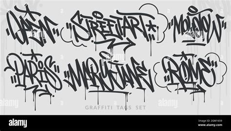 Mano Plana Escrita Abstracto Hip Hop Urban Street Art Graffiti Estilo Palabras Vector